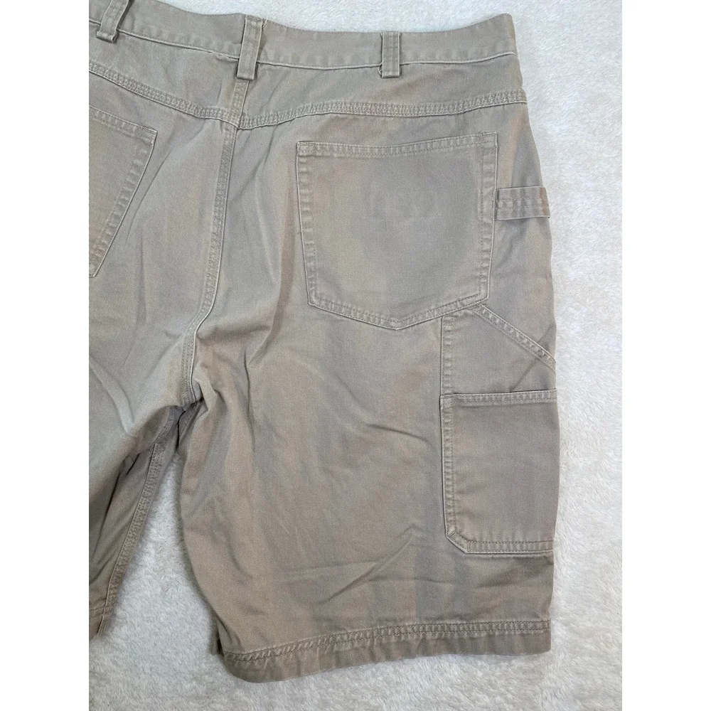 Duluth Trading Co Mens 40 Khaki Tan Cotton Canvas Carpenter Utility Work Shorts